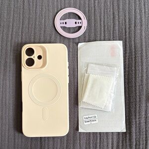 MagSafe-Compatible Beige Phone Case with Camera Protection